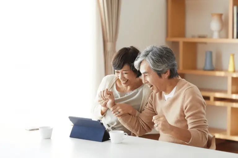 couple excited to see positive lab results for his mother - she's gotten better!