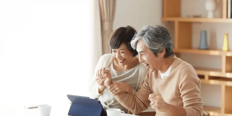 couple excited to see positive lab results for his mother - she's gotten better!